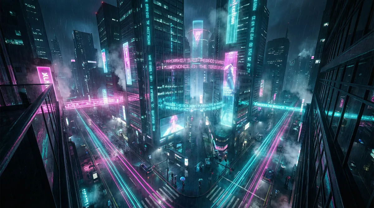 福利社免费视频在线观看 竖屏短剧平台首页背景 - 赛博朋克都市夜景
